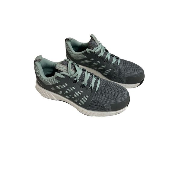 REEBOK RB316 WOMEN'S STEEL TOE GREY/MINT GREEN ATHLETIC WORK SHOES 10.5 D Wide - Picture 3 of 8